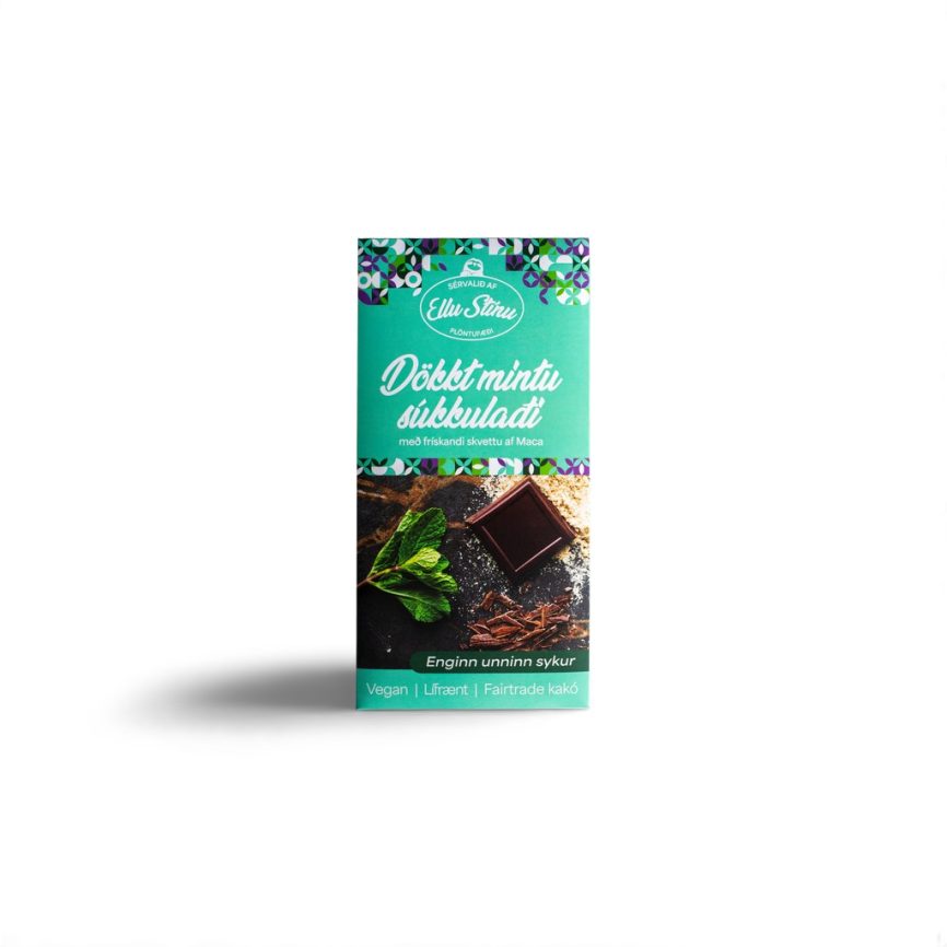 Vegan Dark Mint Chocolate with Maca "Dökkt Mintusúkkulaði með Maca" (60g)